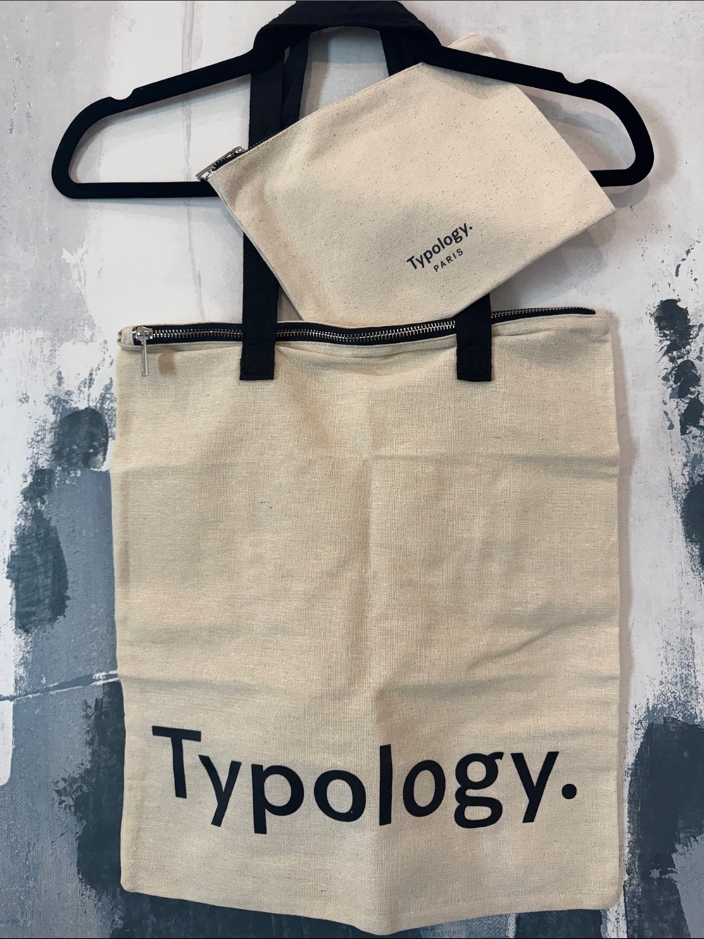 Typology NEW Canvas Tote Bag in Natural with Pouch